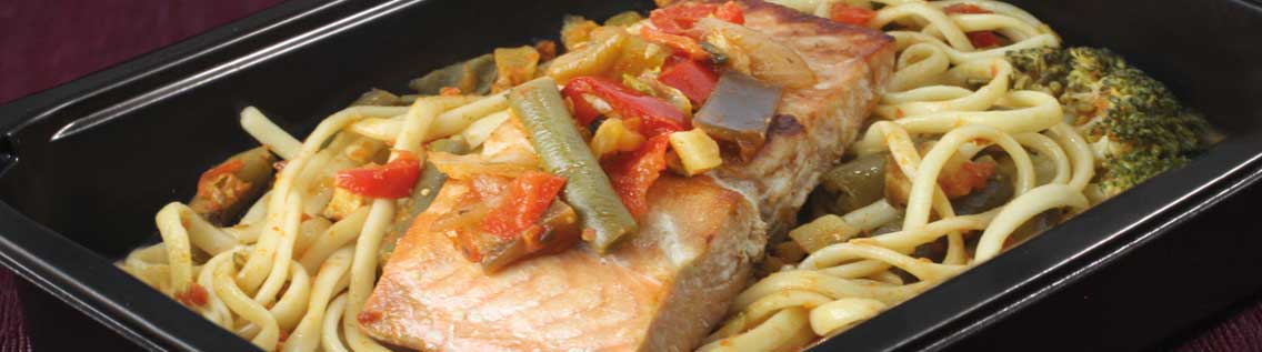 salmon vegetable linguini